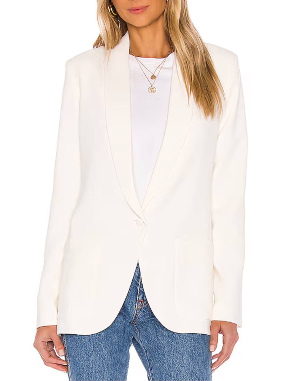 Revolve Amanda Uprichard Shawll Collar Blazer Ivory Small